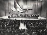 Aspect din timpul mitingului de prietenie româno-iugoslav, care a avut loc în Sala Palatului Republicii Socialiste România