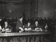 Aspect de la semnarea Comunicatului comun cu privire la vizita oficială în ţara noastră a preşedintelui Republicii Socialiste Federative Iugoslavia – Iosip Broz Tito