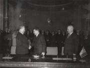 Aspect de la semnarea Comunicatului comun cu privire la vizita oficială în ţara noastră a preşedintelui Republicii Socialiste Federative Iugoslavia – Iosip Broz Tito