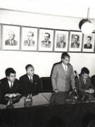 Membri ai conducerii de partid şi de stat la instalarea în funcţie a noului ministru al sănătăţii şi prevederilor sociale, academician profesor doctor Aurel Moga