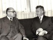 Întâlnirea preşedintelui Consiliului de Stat al României, în timpul vizitei în Columbia, cu Gilberto Vieira, secretarul Partidului Comunist din Columbia.(septembrie 1973).