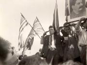 Nicolae Ceauşescu, Constantin Agiu ş.a. în întâmpinarea Armatei Roşii la intrarea în Bucureşti (Colentina) la 30 august 1944. (30.08.1944)