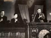 Bucureşti, aprilie 1948. Nicolae Ceauşescu, membru al Biroului provizoriu al Marii Adunări Naţionale, în timpul discutării şi votării Constituţiei. (aprilie 1948)
