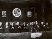 Bucureşti, sala Ateneului Republicii Socialiste România, februarie 1955. Prezidiul consfătuirii cu lucrătorii fruntaşi din agricultură. (febr.1955)