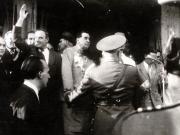 Dej, Gh. Tătărăscu, ş.a. în Gara Băneasa la întoarcerea de la Conferinţa Păcii de la Paris (delegaţia a fost întâmpinată de P. Groza, conducători de partid şi de stat, de numeroşi oameni ai muncii). (21.09.1946).