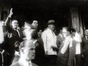 Dej, Gh. Tătărăscu, ş.a. în Gara Băneasa la înapoierea de la Conferinţa Păcii de la Paris (delegaţia a fost întâmpinată de P. Groza, conducători de partid şi de stat, de numeroşi oameni ai muncii). (21.09.1946).