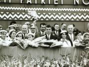 Tribuna centrală în timpul demonstraţiei oamenilor muncii din Capitală. (23 august 1967)