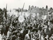 Aspecte din timpul demonstraţiei oamenilor muncii din Bucureşti, cu prilejul zilei de 1 mai. (1 mai 1968)