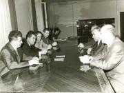 Nicolae Ceauşescu, secretar general al P.C.R., a primit delegaţia Partidului Comunist din Austria, condusă de Ervin Scharf, membru al Biroului Politic, secretar al C.C. al P.C.A. (10 mai 1968)