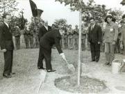 Nicolae Ceauşescu, şeful delegaţiei de partid şi de stat, aflat în vizită în Iugoslavia, plantează pomul prieteniei dintre cele două popoare. (mai 1968)