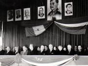 Gh. Gh.-Dej, Petru Groza, Petre Constantinescu-Iaşi, S. I. Kavtaradze, Ana Pauker, Sava Ganovski, Boris Manolov, ambasadorul Bulgariei, la Opera de Stat, cu prilejul festivităţii de deschidere a săptămânii prieteniei româno-bulgare. (1 martie 1950)