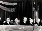 Gh. Gh.-Dej, Petru Groza, Petre Constantinescu-Iaşi, S. I. Kavtaradze, Ana Pauker, Sava Ganovski, Boris Manolov, ambasadorul Bulgariei, la Opera de Stat, cu prilejul festivităţii de deschidere a săptămânii prieteniei româno-bulgare. (1 martie 1950)