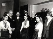 Gh. Gh.-Dej, Petru Groza, Traian Săvulescu, S. I. Kavtaradze, Ana Pauker şi alte persoane la ceaiul de la ambasada Bulgariei, cu prilejul săptămânii prieteniei româno-bulgare. (7 martie 1950)