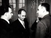 Gh. Gh.-Dej, Petru Groza, Traian Săvulescu, S. I. Kavtaradze, Ana Pauker şi alte persoane la ceaiul de la ambasada Bulgariei, cu prilejul săptămânii prieteniei româno-bulgare. (7 martie 1950)