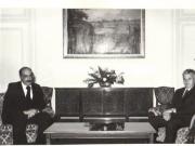 Primirea de către Nicolae Ceauşescu, secretar general al P.C.R, a lui Assem Kansou, secretar general al Partidului Baas Arab Socialist din Liban,care se află în vizită în ţara noastră, la invitaţia C.C. al P.C.R. (8.VI.1979).