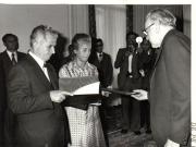 Preşedintele Nicolae Ceauşescu şi Elena Ceauşescu au primit pe membrii conducerilor uniunilor de creaţie. (19.VIII.1979).