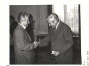 Preşedintele Nicolae Ceauşescu înmânează, într-un cadru festiv, lui Mihai Gere, membru supleant al Comitetului Politic Executiv al C.C. al P.C.R., Ordinul „23 August” clasa I, cu prilejul împlinirii vârstei de 60 de ani. (1.IX.1979).
