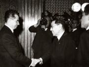 Aspect de la primirea vicepreşedintelui Partidului Liberal Democrat din Japonia, Shojiro Kawashima, de către Nicolae Ceauşescu. (10 X 1966)