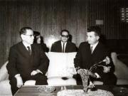 Aspect de la primirea vicepreşedintelui Partidului Liberal Democrat din Japonia, Shojiro Kawashima, de către Nicolae Ceauşescu. (10 X 1966)