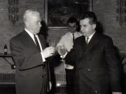 Nicolae Ceauşescu felicitând pe Emil Bodnăraş la a 65-a aniversare de la naşterea sa. 10.II.1969. (10 februarie 1969).
