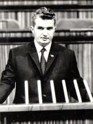Nicolae Ceauşescu, secretar general al P.C.R., expunând raportul la cel de-al X-lea Congres al partidului din august 1969.     (6-12 august 1969).