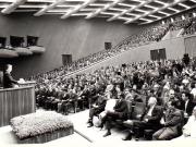 Nicolae Ceauşescu expunând raportul C.C. al P.C.R., la Congresul al X-lea al P.C.R.  (6-12 august 1969).