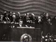 Nicolae Ceauşescu, secretar general al P.C.R, rostindu-şi cuvântarea, cu prilejul centenarului Lenin de la Moscova.(20  aprilie 1970).
