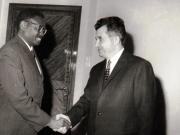 Primirea la Nicolae Ceauşescu a lui Agostino Neto, preşedintele Mişcării Populare pentru Eliberarea Angolei. (M.P.L.A.). (23 martie 1971).