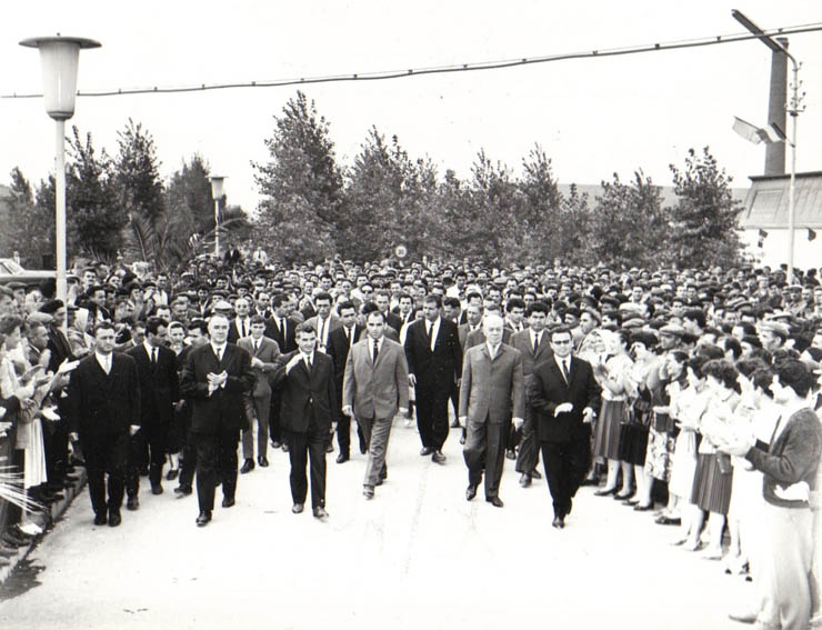 Vizita conducătorilor de partid şi de stat în regiunea Mureş Autonomă Maghiară (Târgu Mureş)