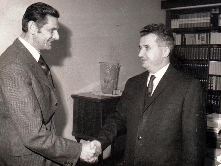 Primirea la Nicolae Ceauşescu a preşedintelui Partidului Comunist din Belgia, Mark Drumauk.   (3 ianuarie 1972).