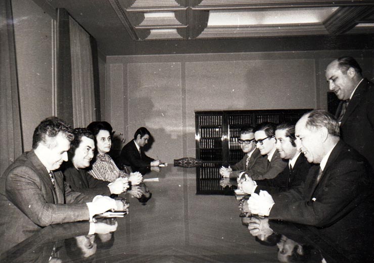 Primirea la C.C. al P.C.R. a delegaţiei Partidului Socialist din Uruguai, condusă de Jose Pedro Cordoso, secretar pentru problemele internaţionale ale acestui partid.(18 februarie 1972).