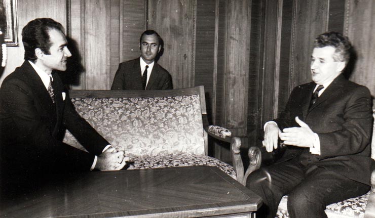 Primirea la Nicolae Ceauşescu a prinţului Abdorezza Pahlavi, fratele şahinşahului Iranului, Mohamed Ali Pahlavi Ariamer.       (11 octombrie 1972).