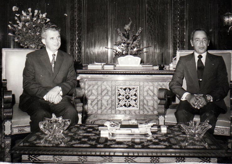 Aspecte din timpul vizitei oficiale de prietenie a preşedintelui Consiliului de Stat al României, Nicolae Ceauşescu în Maroc.     (septembrie 1973).