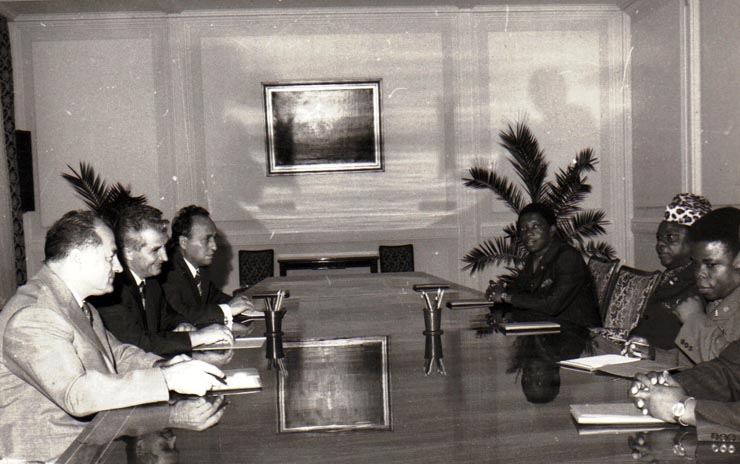 Primirea delegaţiei de partid şi guvernamentale a Republicii Zair, condusă de Ileo Songoamba. (26 august 1974).