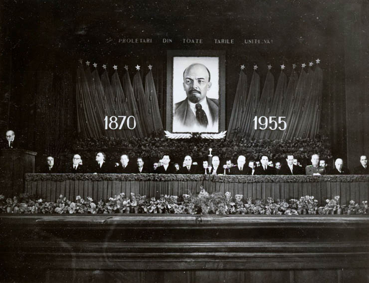 Bucureşti, 22 aprilie 1955. 85 de ani de la naşterea lui V.I. Lenin. (Aspect de la prezidiul adunării). (22 aprilie 1955)