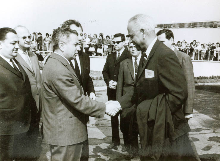 Plecarea directorului general F.A.O., dr. B. R. Sen, care a făcut o vizită în ţara noastră. (9 iulie 1967)