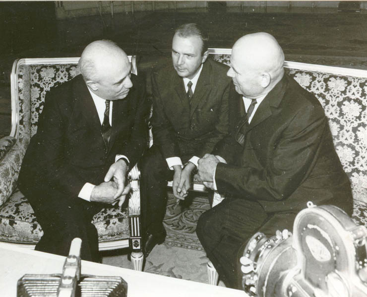 Chivu Stoica, preşedintele Consiliului de Stat, l-a primit pe Amintore Fanfani, ministrul de externe al Italiei. (9 august 1967)