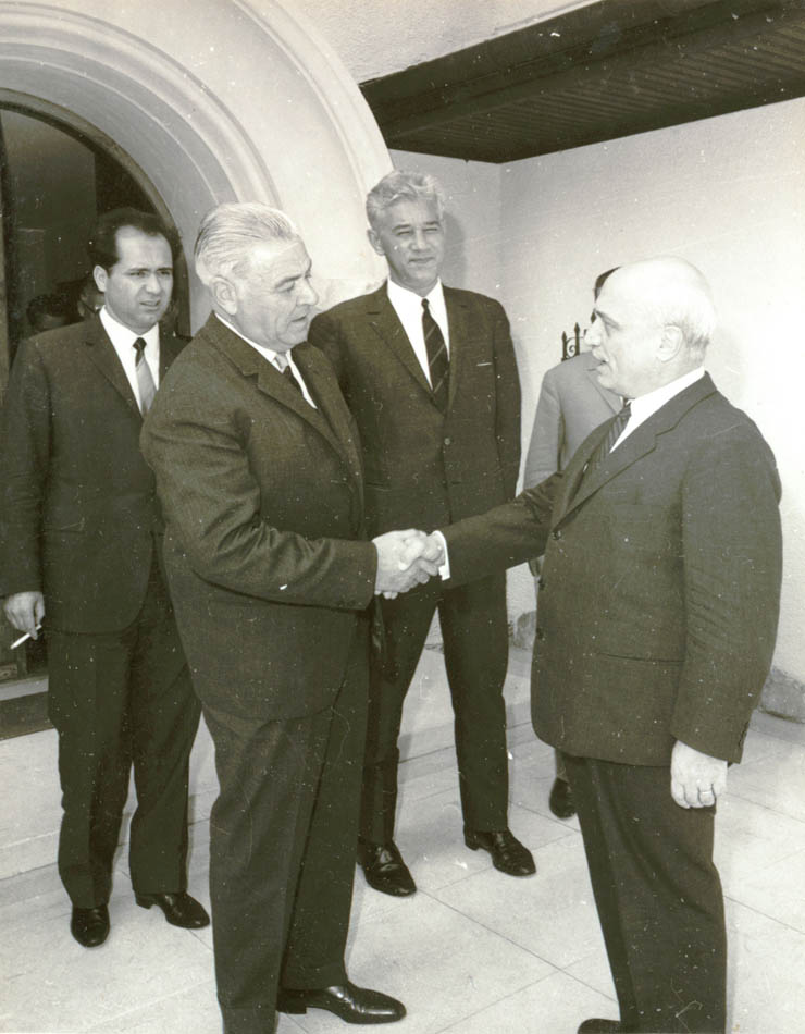 Ion Gh. Maurer, preşedintele Consiliului de Miniştri,   l-a primit pe Amintore Fanfani, ministrul de externe al Italiei. (9 august 1967)