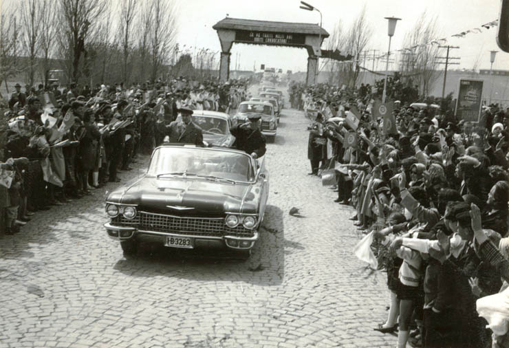 Nicolae Ceauşescu, Emil Bodnăraş şi alţi conducători de partid şi de stat, cu prilejul vizitei în jud.Tulcea.(11 aprilie 1968)