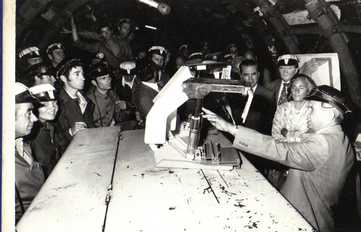 Conducători de partid şi de stat în vizită de lucru în judeţul Gorj. La mina Urdari. (9.VIII.1979).