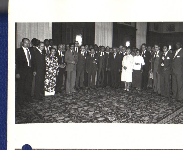 Preşedintele Nicolae Ceauşescu şi Elena Ceauşescu au primit pe şefii delegaţiilor participante la Reuniunea ministerială de la Bucureşti a Grupului celor 77.17.VIII.1979).