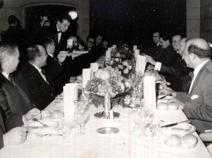 Aspect de la masa oferită de Nicolae Ceauşescu cu prilejul vizitei delegaţiei Partidului Comunist din Venezuela. (12 XII 1966)