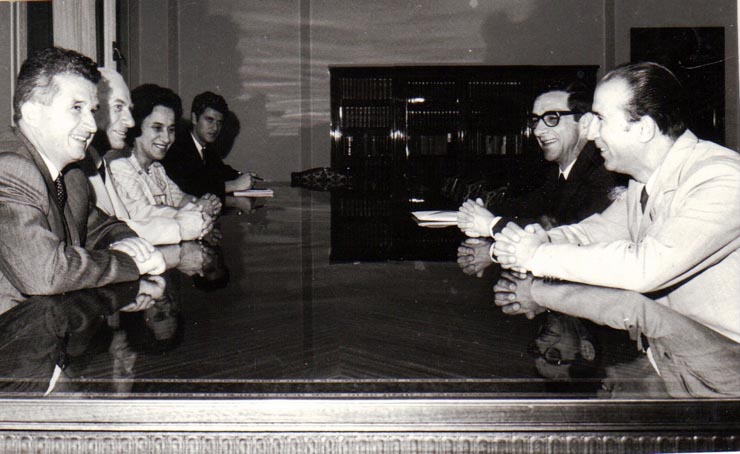 Primirea la Nicolae Ceauşescu, secretar general al P.C.R, a delegaţiei Uniunii Deocratice de stânga din Grecia (EDA), care a participat la lucrările celui de-al X-lea Congres al P.C.R.(15  august 1969).