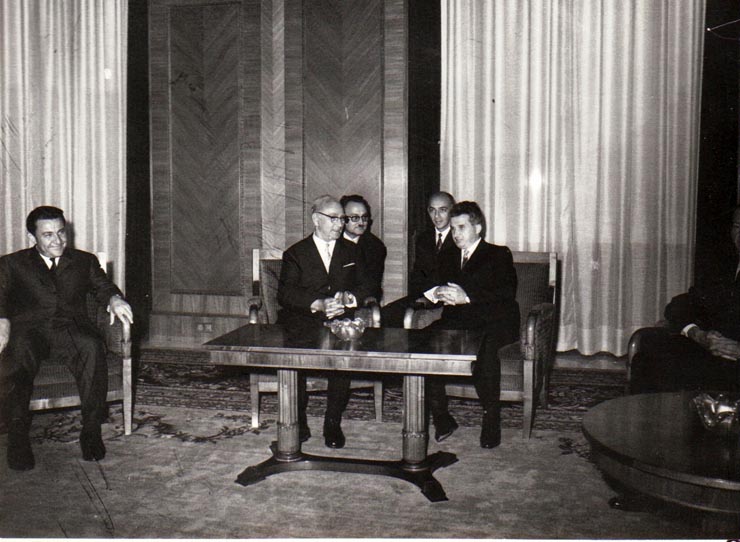 Primirea de către Nicolae Ceauşescu, preşedintele Consiliului de Stat al R.S.R., a preşedintelui federal al Republicii Austria, Franz Jonas, care se află într-o vizită oficială în ţara noastră.(11  septembrie 1969).