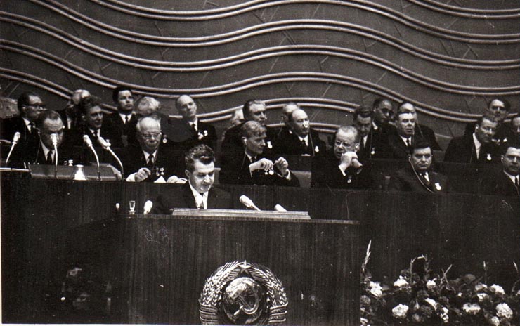 Nicolae Ceauşescu, secretar general al P.C.R, rostindu-şi cuvântarea, cu prilejul centenarului Lenin de la Moscova.(20  aprilie 1970).